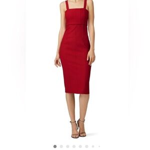 CINQ A SEPT DAKOTA DRESS - Red Cutout Cocktail Party Bodycon Midi Dress Size 2